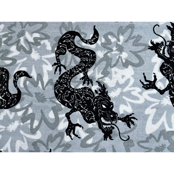 Dragon Print Fabric 2 Pcs  Gray Black 24" X 2 Yards + 28" X 1 Yard 13" Sewing - Picture 2 of 2